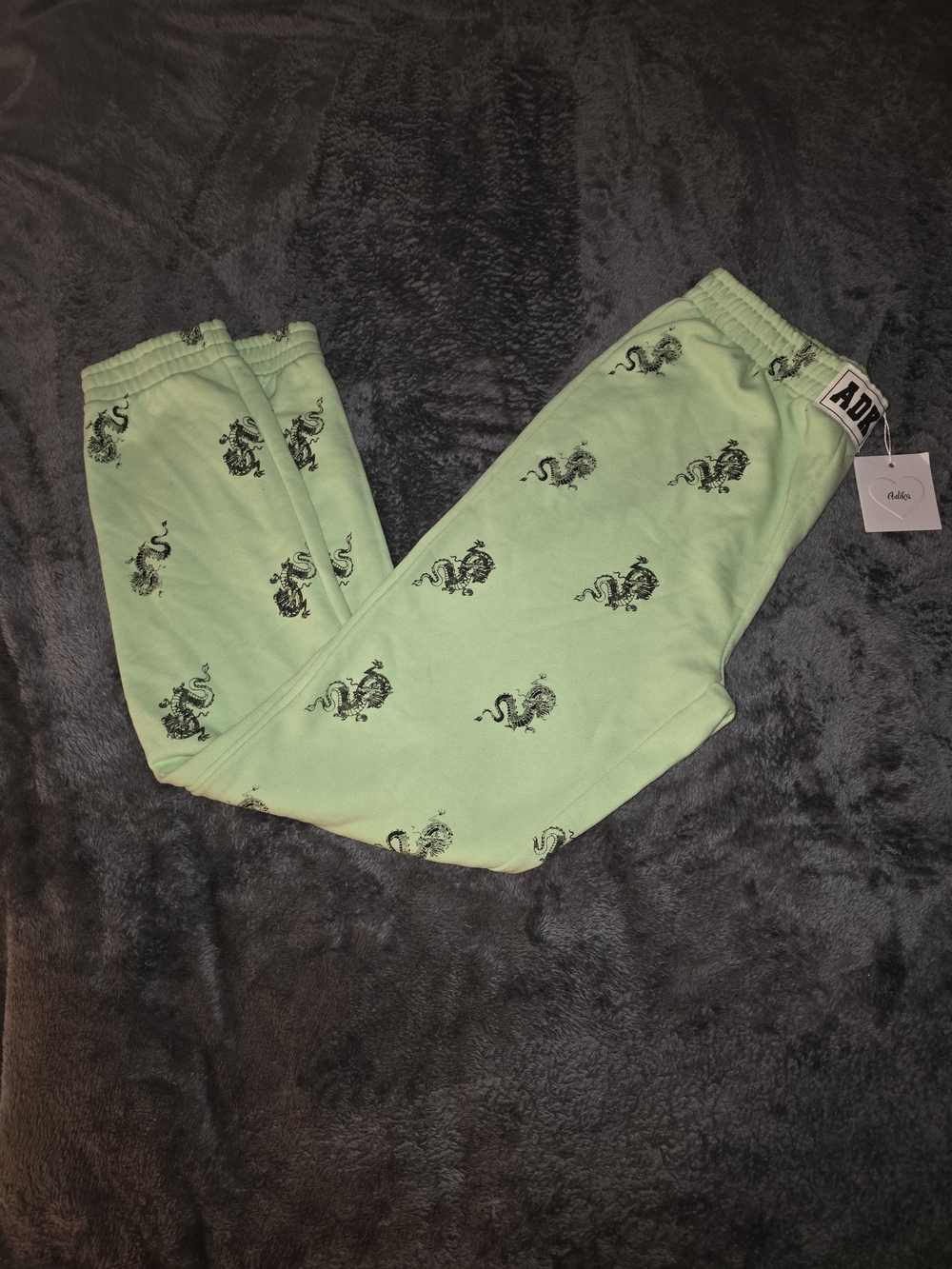 Adika Mint Green Dragon Print Joggers